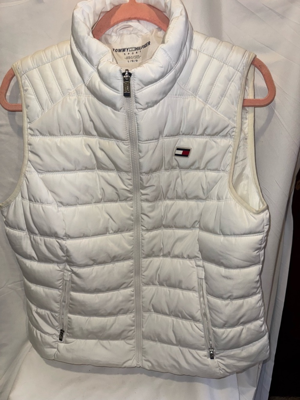 Tommy Hilfiger White Quilted Puffer Vest with Logo